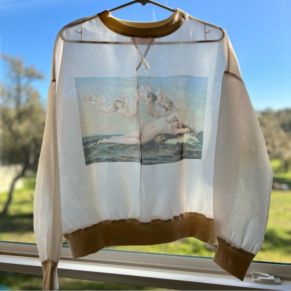 Selkie, The Ghosted Sweater in Oatmilk, Sheer Art Print Sweatshirt